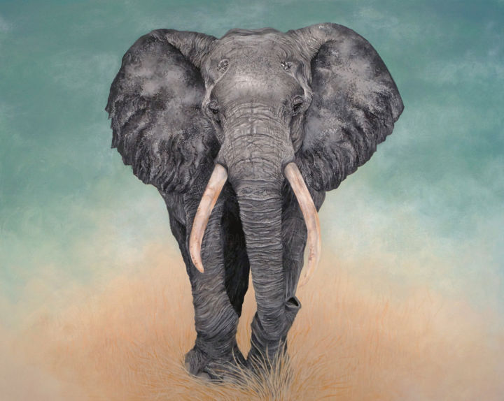 Painting titled "Elephant" by Tracy De Sousa, Original Artwork, Acrylic