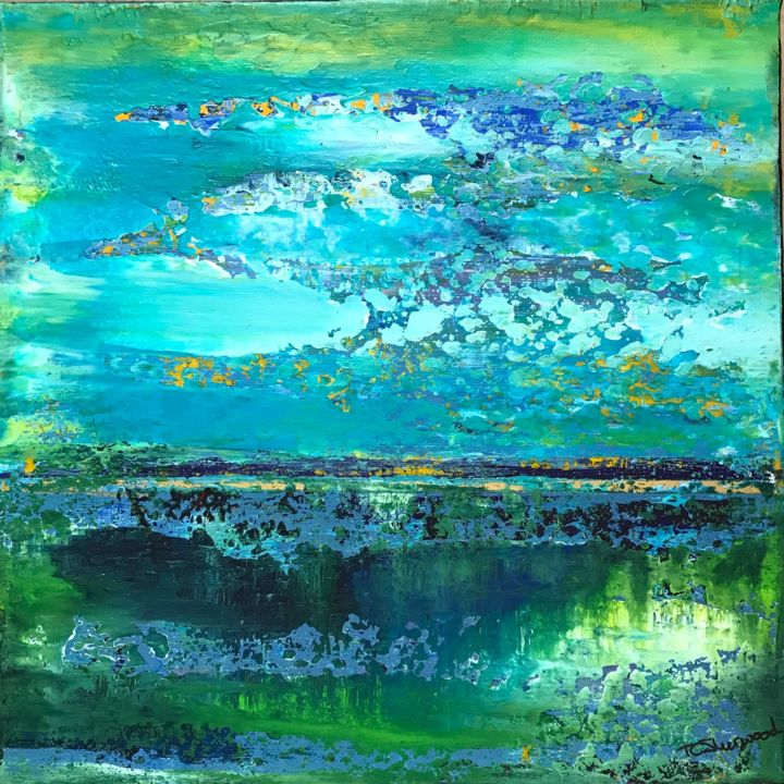 Malerei mit dem Titel "Seascape calm seas" von Tcsherwood, Original-Kunstwerk, Acryl