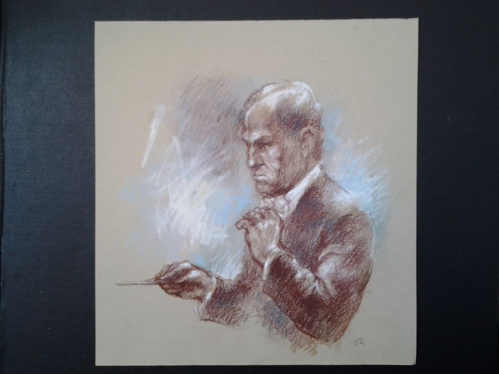 Drawing titled "orchestra conductor" by Traian Laie, Original Artwork, Pastel