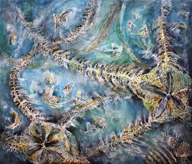 Painting titled "Crinoidals" by Traian Stefan Boicescu, Original Artwork, Oil