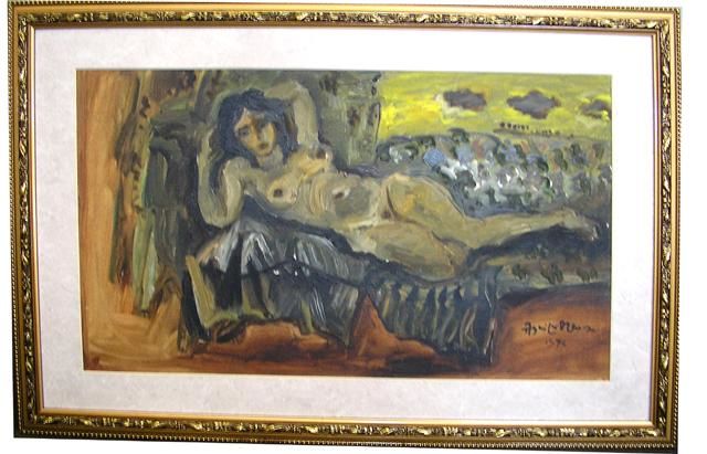 Painting titled "Nude Woman by Frede…" by Dolly Gatuslao, Original Artwork, Oil