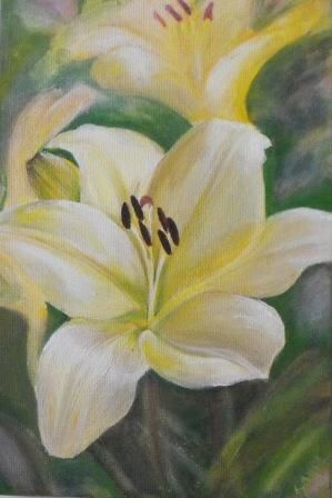 Painting titled "Lilliums" by Soma Datta, Original Artwork