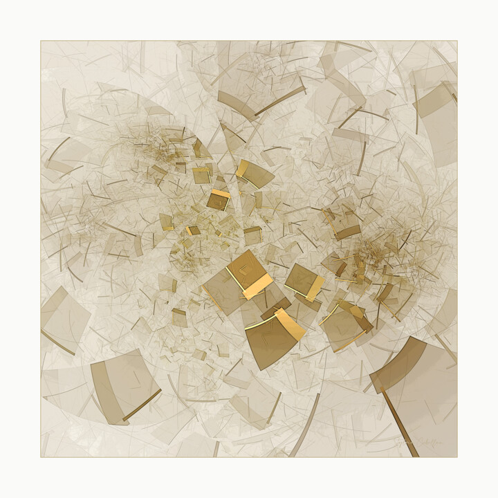 Arts numériques intitulée "L'or s'echappe" par Sylvia Cebellan, Œuvre d'art originale, Peinture numérique