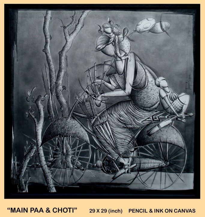Dessin intitulée "main-paa-choti" par Trapti Gupta, Œuvre d'art originale, Autre