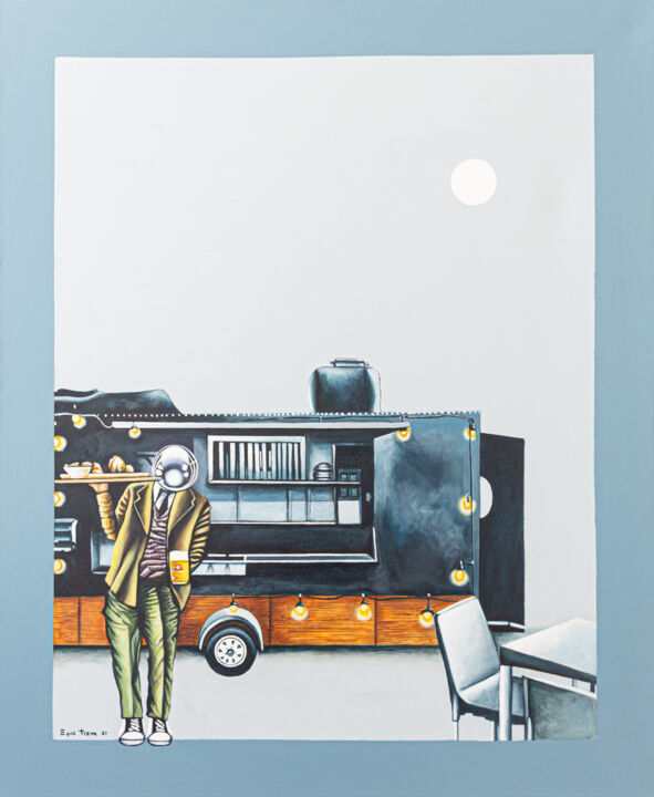 Pintura titulada "Astro Serves" por Enrique Trava, Obra de arte original, Acrílico Montado en Bastidor de camilla de madera
