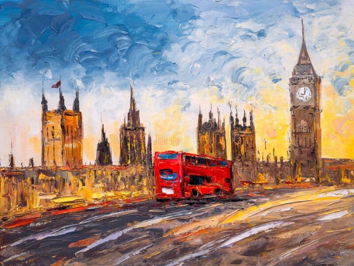 Schilderij getiteld "London" door Travis Herberger, Origineel Kunstwerk, Acryl