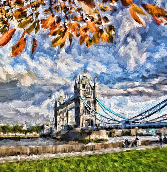Painting titled "Tower Bridge" by Travis Herberger, Original Artwork, Oil