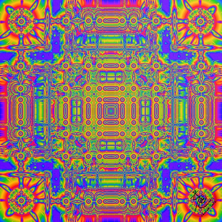 Digital Arts titled "PsyFluoMandala" by Trayan Galactic, Original Artwork, 2D Digital Work