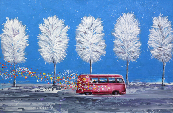 Peinture intitulée "Stay warm in winter" par Trayko Popov, Œuvre d'art originale, Acrylique Monté sur Châssis en bois
