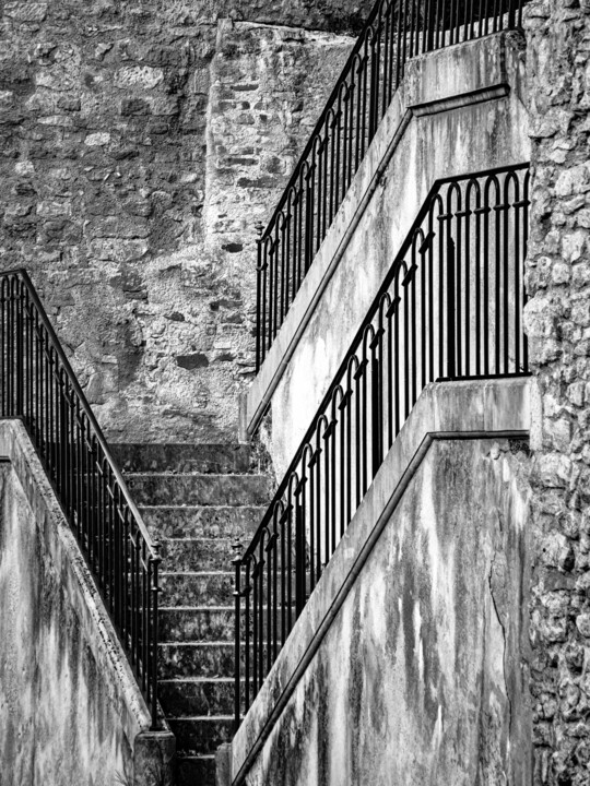 Fotografie getiteld "Escaliers Noir et B…" door Trebor, Origineel Kunstwerk, Digitale fotografie