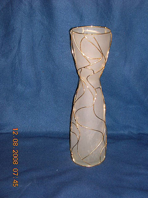 Design intitulée "Vase blanc satiné f…" par Robert Damas Le Roger, Œuvre d'art originale