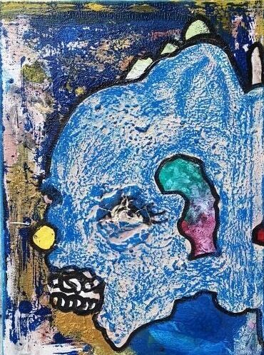 Painting titled "1clown" by 13, Original Art, Oil Mounted on Stretcher frame
