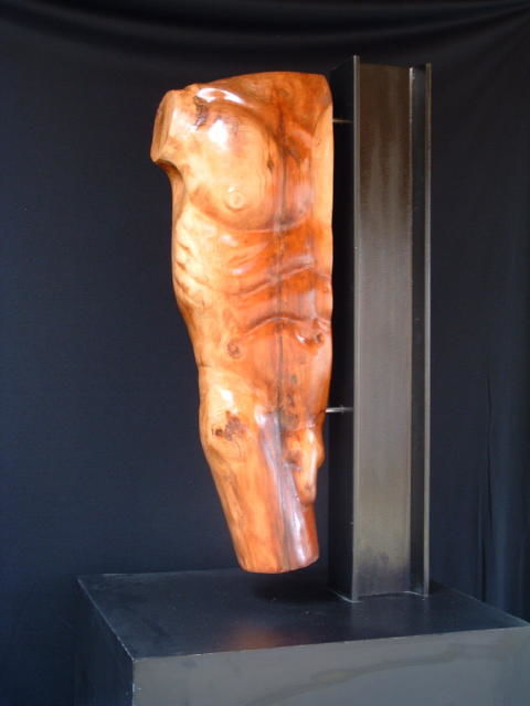 Sculptuur getiteld "Iron Man" door David Tremaine, Origineel Kunstwerk, Hout
