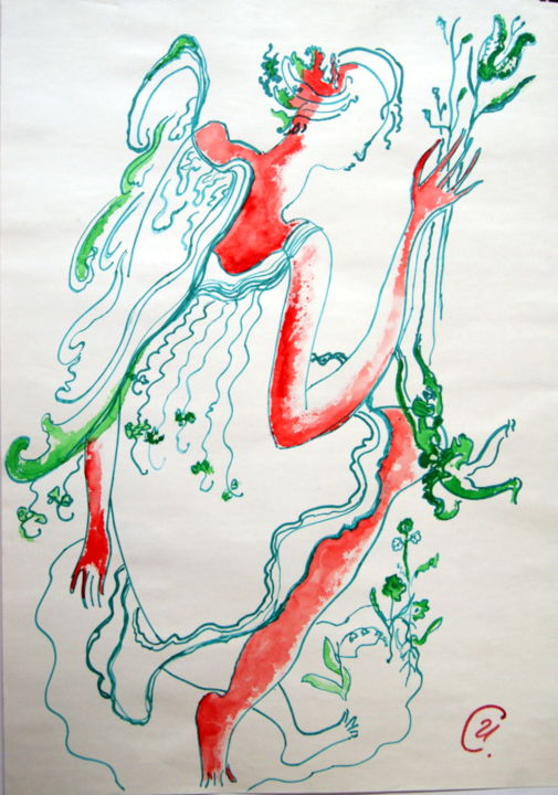 Dibujo titulada "Ангел" por Inga Savranskaia, Obra de arte original, Otro
