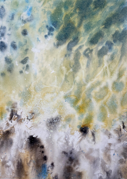 Malerei mit dem Titel "Sea under your feet" von Iuliia Tretiakova, Original-Kunstwerk, Aquarell