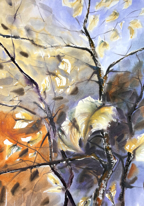 Malerei mit dem Titel "Autumn" von Iuliia Tretiakova, Original-Kunstwerk, Aquarell