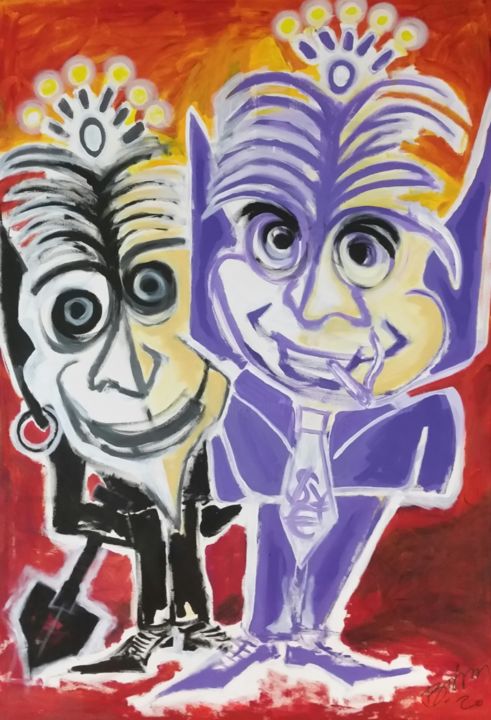 Painting titled "don capo and his un…" by Bjoern Treuter, Original Artwork, Acrylic