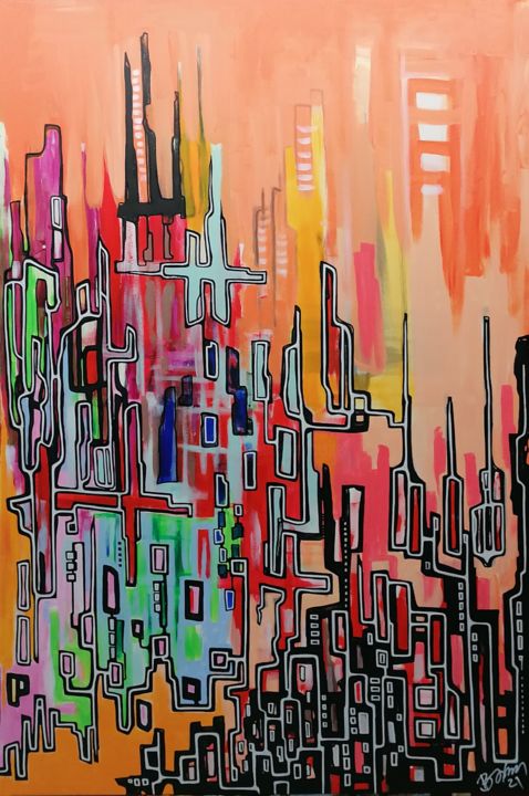 Painting titled "nach axxenion" by Bjoern Treuter, Original Art, Acrylic