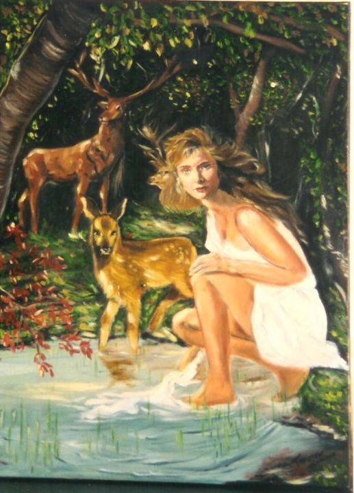 Painting titled "Diane" by Véronique Treuveur, Original Artwork