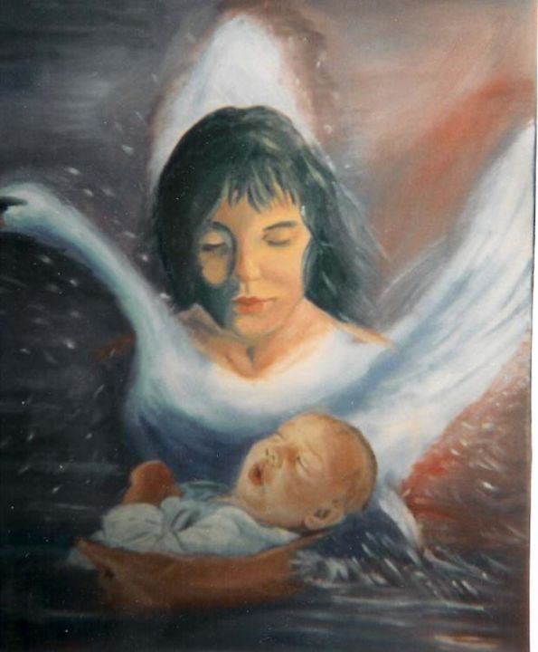 Painting titled "La maternité" by Véronique Treuveur, Original Artwork