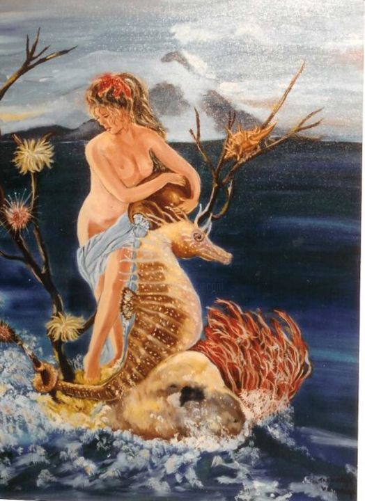 Painting titled "La Naïade" by Véronique Treuveur, Original Artwork