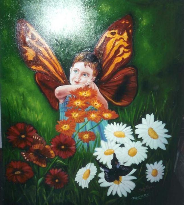 Painting titled "Papillon" by Véronique Treuveur, Original Artwork