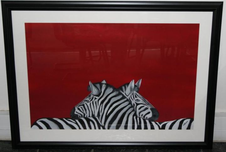 Red Zebra, Painting by Trevor Beach | Artmajeur