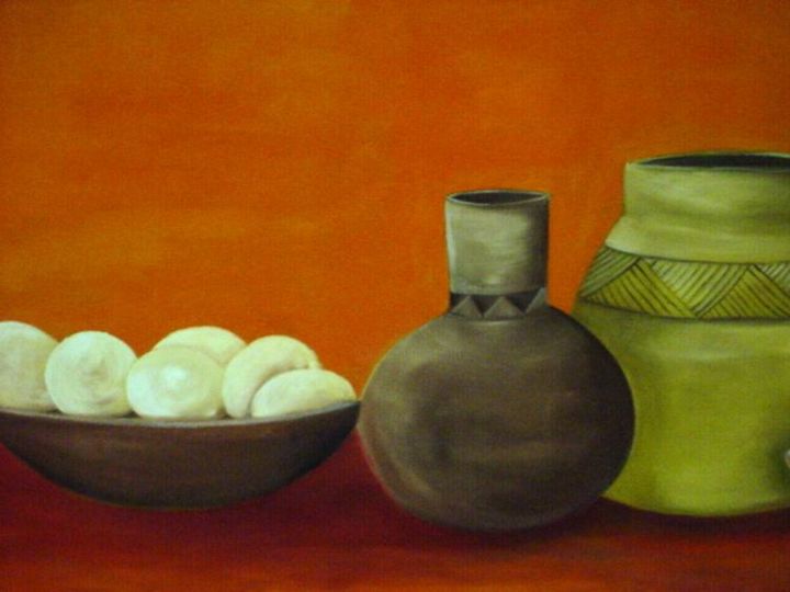 Pintura titulada "African pots 2" por Trevor Beach, Obra de arte original