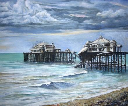 Painting titled "Brighton - West Pier" by Trevor Gibbs, Original Artwork