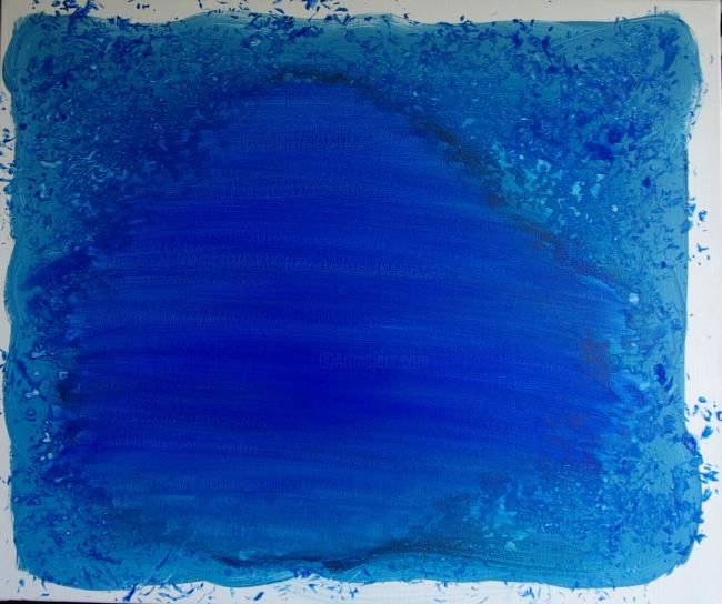 Painting titled "La mer bleu absolu" by Olivier Fourrier, Original Artwork