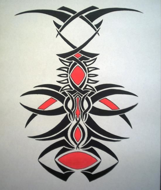 Drawing titled "Tribal Mask Large" by Twodogs, Original Artwork