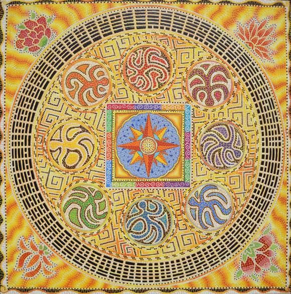 Peinture intitulée "YI-KING YIN" par Odile Moullé, Œuvre d'art originale,