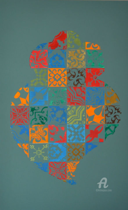 Peinture intitulée "POPtugal heart" par Tribu, Œuvre d'art originale, Acrylique