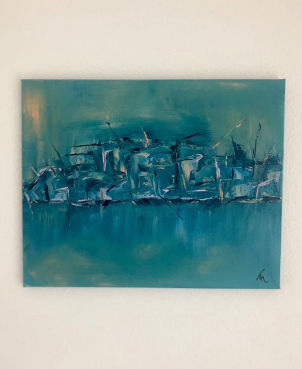 Painting titled "Boats" by Cristina Trica, Original Artwork, Acrylic