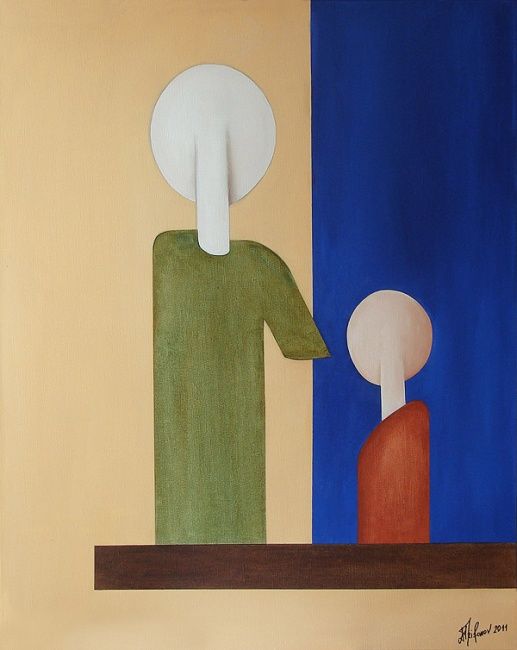 Painting titled "Father and son" by Alexander Trifonov, Original Artwork