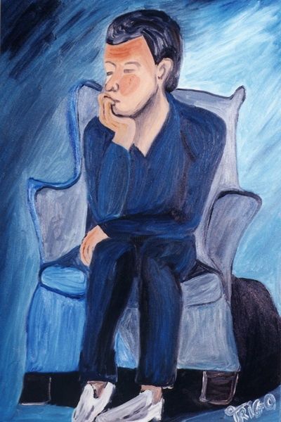 Pintura intitulada "Rapaz Deprimido" por Trigueiro, Obras de arte originais, Outro