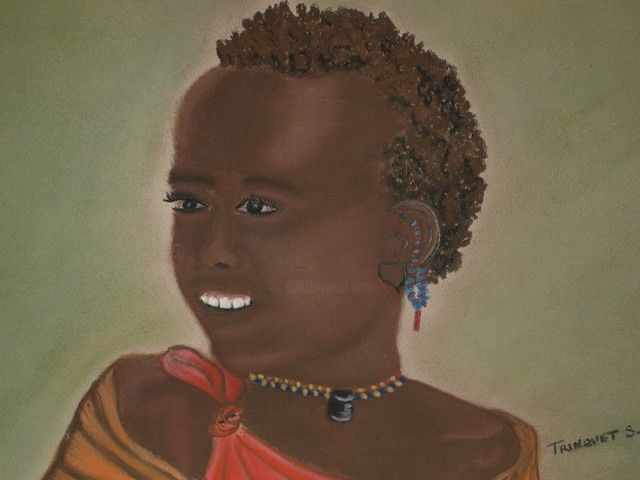 Pintura intitulada "Souvenir d'Afrique" por Sandrine Trinquet, Obras de arte originais