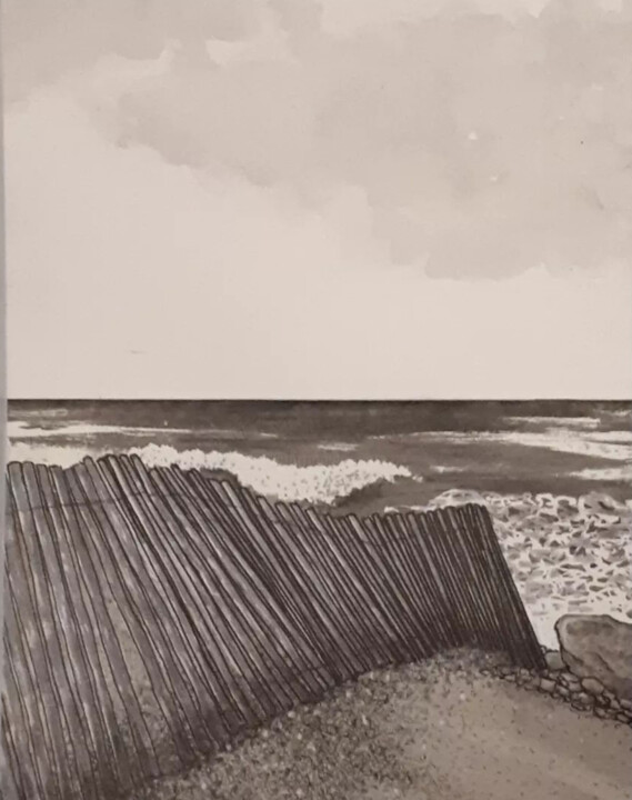 Dibujo titulada "Coup de vent" por Tristan Ligen, Obra de arte original, Tinta