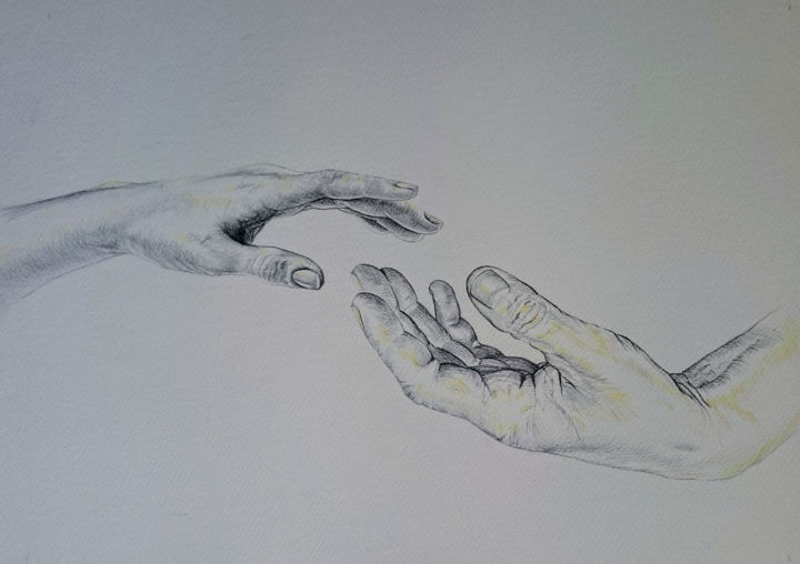 Drawing titled "Hands" by Katerina Evgenieva, Original Artwork, Pencil