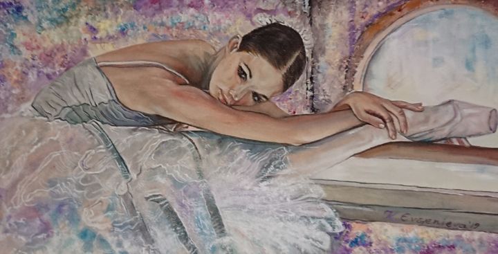 Painting titled "Ballerina #artistsu…" by Katerina Evgenieva, Original Artwork, Oil