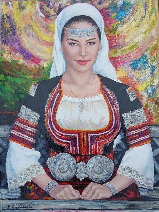 Painting titled "Traditional Bulgari…" by Katerina Evgenieva, Original Artwork, Oil