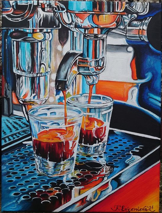 Pintura titulada "Coffee time 2" por Katerina Evgenieva, Obra de arte original, Acrílico