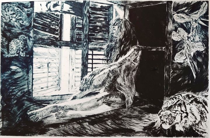Отпечатки и Гравюры под названием "Melancholy 7 (Dream…" - Katerina Evgenieva, Подлинное произведение искусства, гравюра