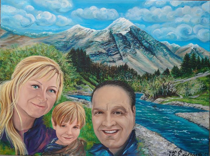 Painting titled "My Hungary family f…" by Katerina Evgenieva, Original Art, Oil