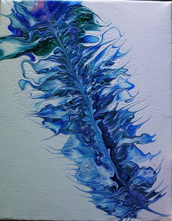 Painting titled "Feather" by Katerina Evgenieva, Original Artwork, Acrylic