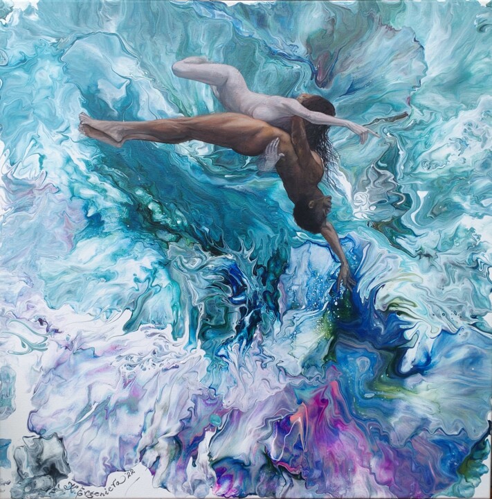 Painting titled "UnderWater inspirat…" by Katerina Evgenieva, Original Artwork, Acrylic