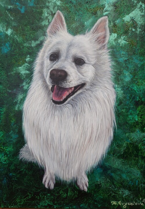 Pittura intitolato "Vaniya's dog" da Katerina Evgenieva, Opera d'arte originale, Olio