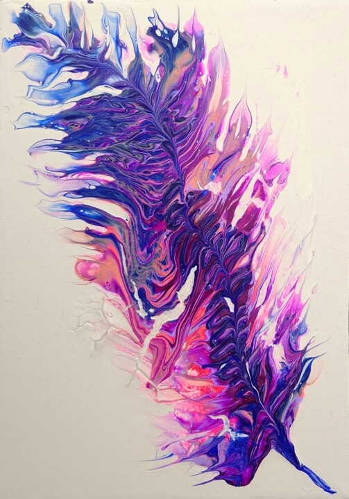Painting titled "Feather 3" by Katerina Evgenieva, Original Artwork, Acrylic