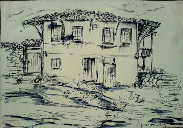 Drawing titled "Arbanasi vilage 2" by Katerina Evgenieva, Original Artwork