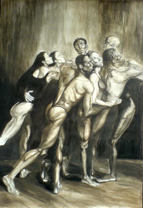 Drawing titled "Dancers" by Katerina Evgenieva, Original Artwork